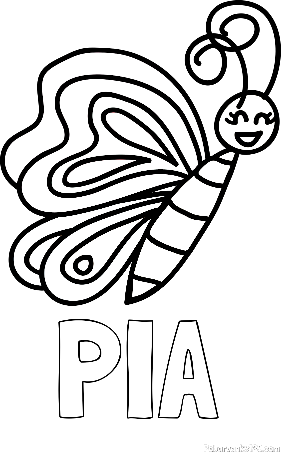 Pobarvanka imena PIA in pobarvanka ljubkega metulja