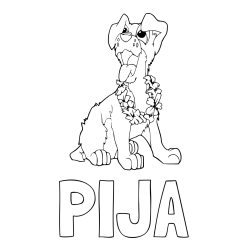 Online izdelana pobarvanka - Pobarvanka imena PIJA in pobarvanka kužka