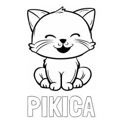 Online izdelana pobarvanka - Pobarvanka imena PIKICA in pobarvanka prikupne mačke