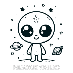 Online izdelana pobarvanka - Pobarvanka imena POLKAHOLIKI VESOLJEC in pobarvanka vesoljec