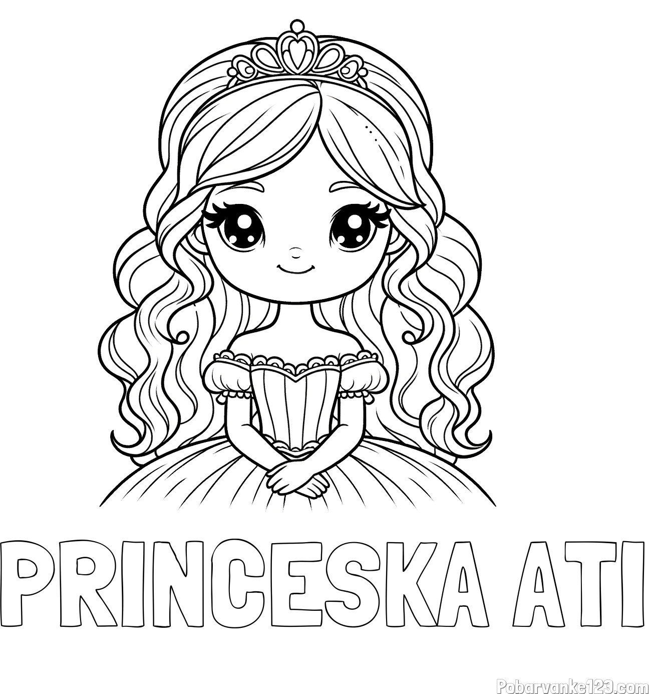 Pobarvanka imena PRINCESKA ATI in pobarvanka ljubke princese