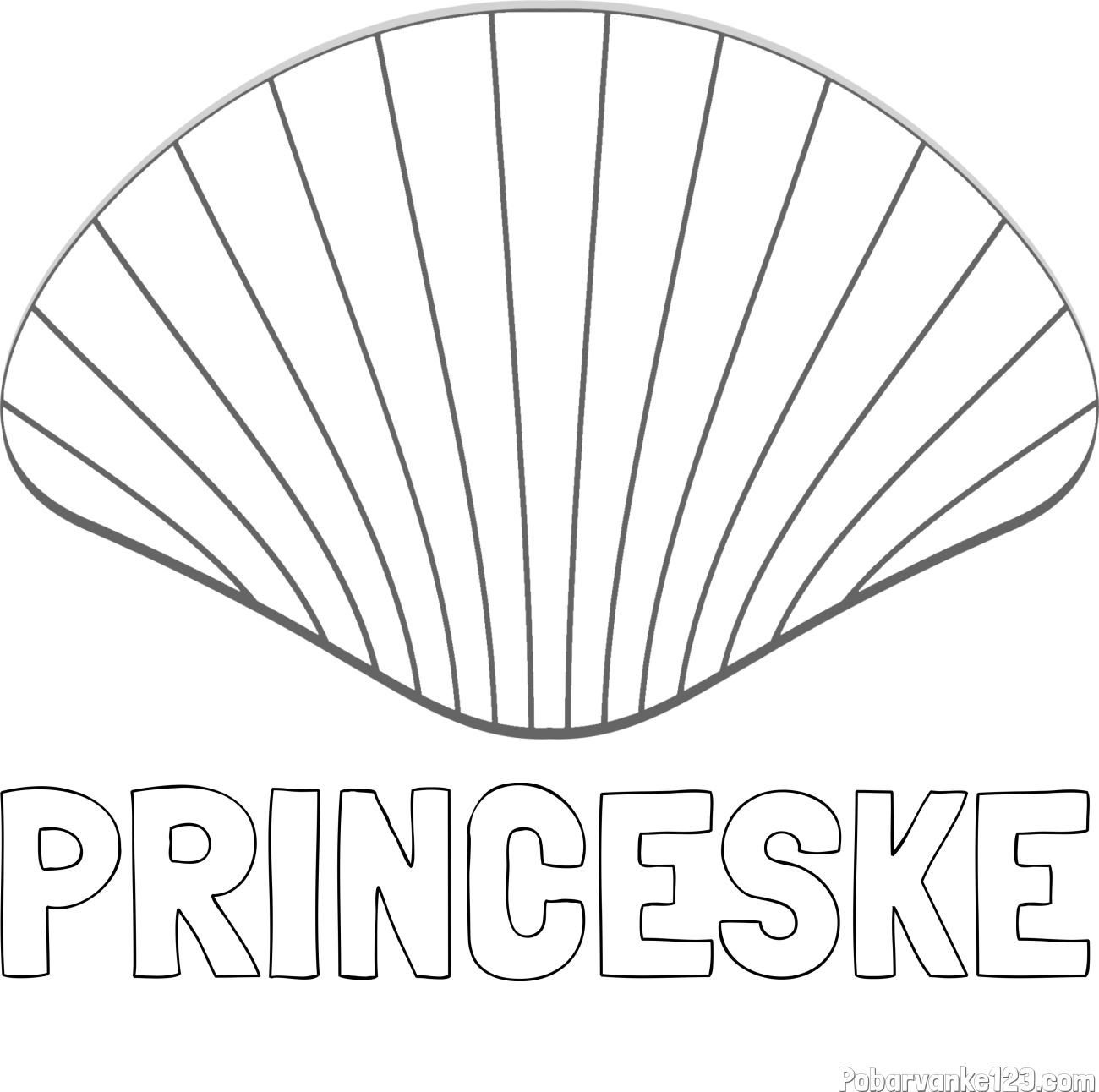 Pobarvanka imena PRINCESKE in pobarvanka preproste školjke