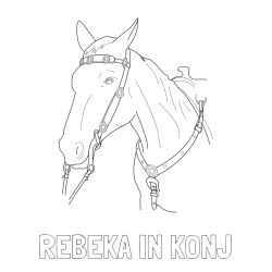 Online izdelana pobarvanka - Pobarvanka imena REBEKA IN KONJ in pobarvanka konjske glave