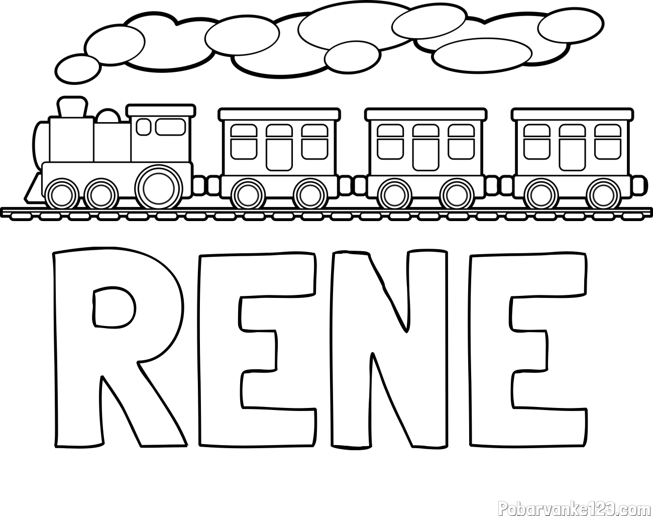 Pobarvanka imena RENE in pobarvanka vlaka