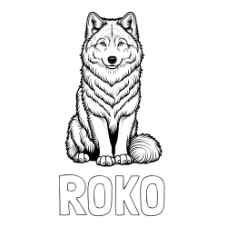 Online izdelana pobarvanka - Pobarvanka imena ROKO in pobarvanka prijaznega volka