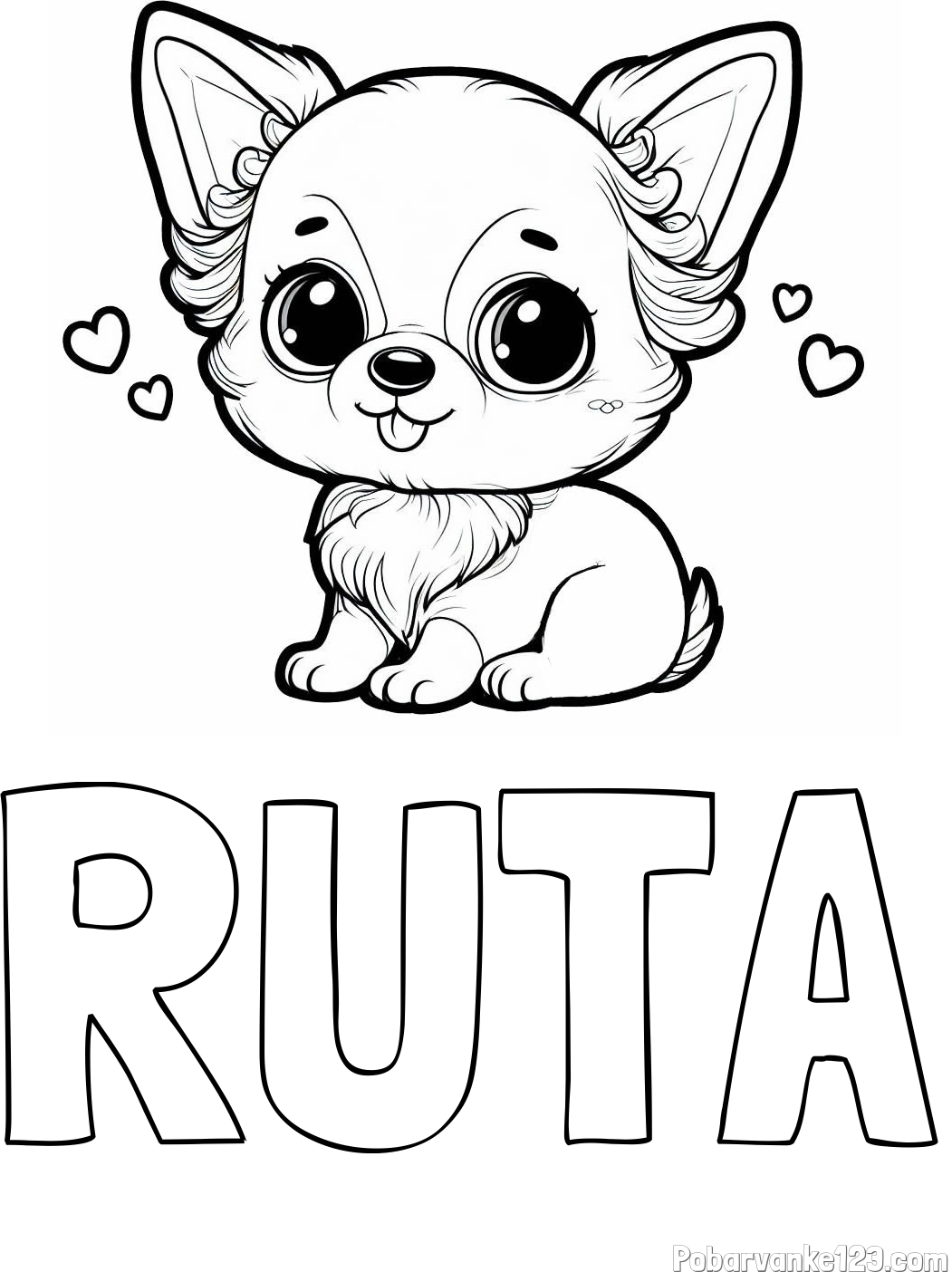 Pobarvanka imena RUTA in pobarvanka čivave