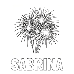 Online izdelana pobarvanka - Pobarvanka imena SABRINA in lepa pobarvanka ognjemeta