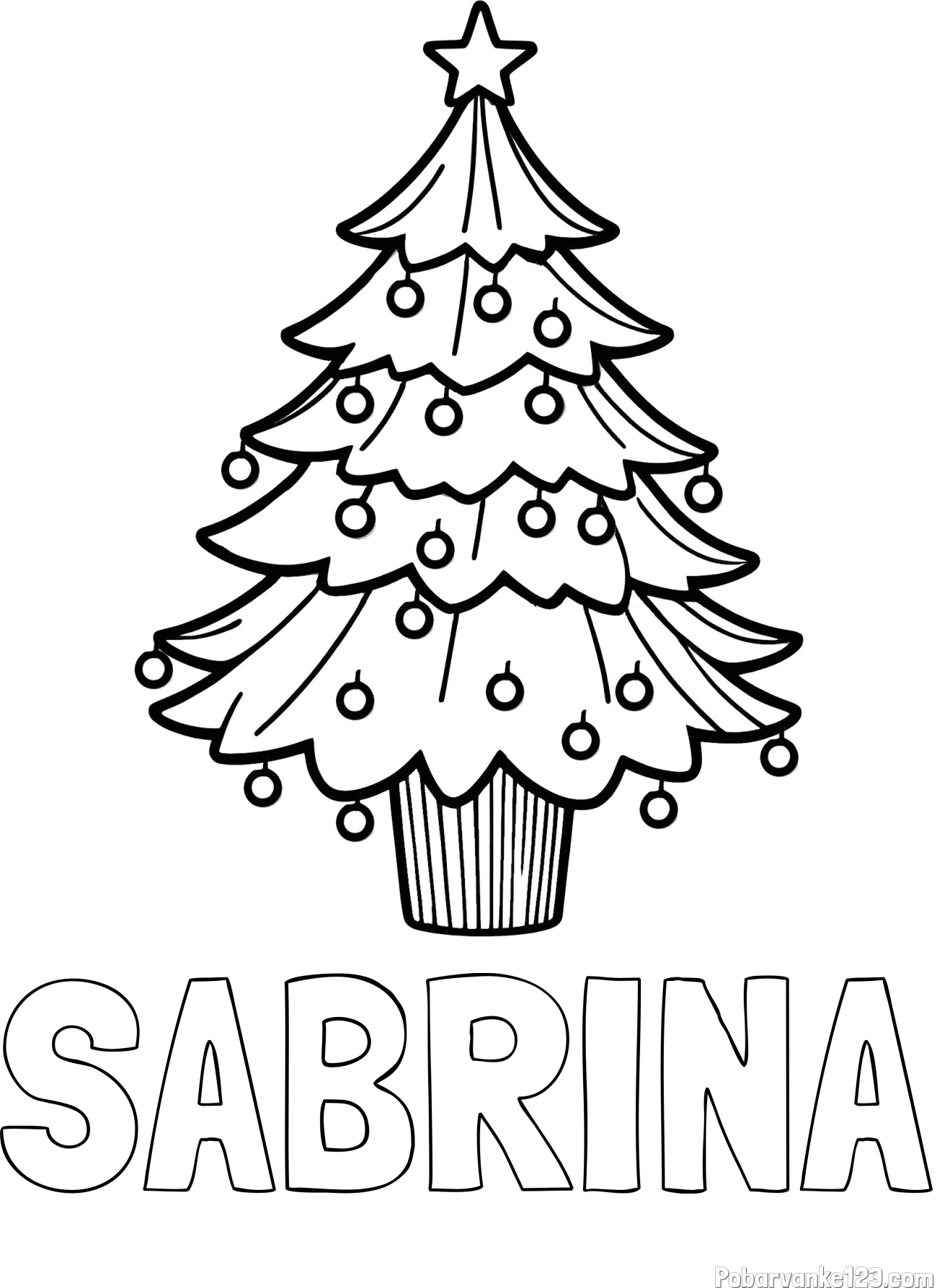 Pobarvanka imena SABRINA in pobarvanka preproste božične smreke