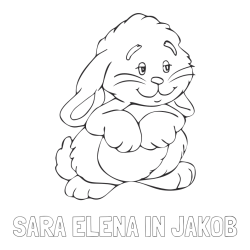 Online izdelana pobarvanka - Pobarvanka imena SARA ELENA IN JAKOB in pobarvanka zajčka