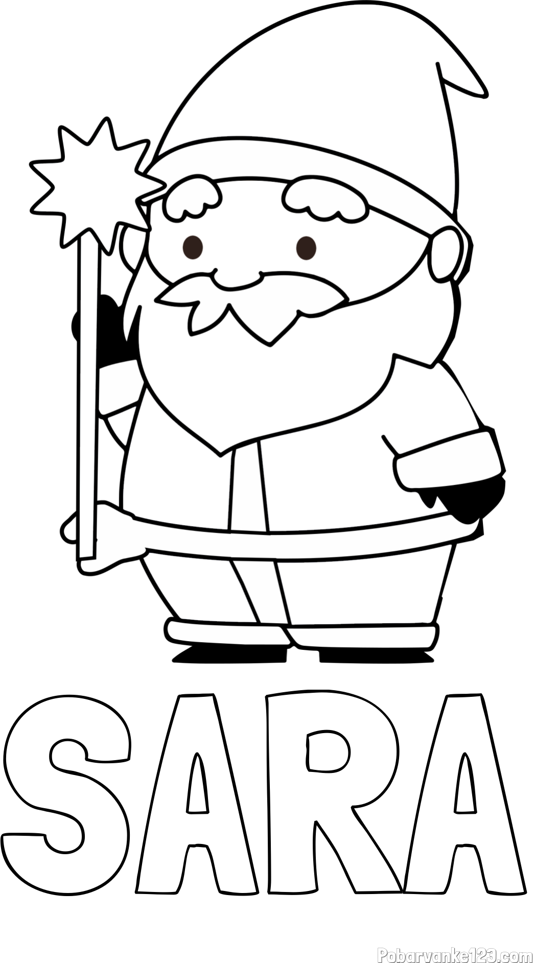 Pobarvanka imena SARA in dedek Mraz