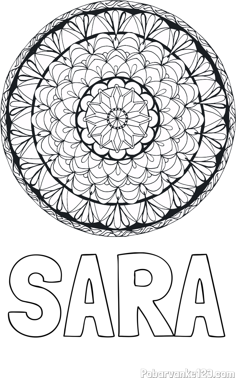 Pobarvanka imena SARA in mandale 4