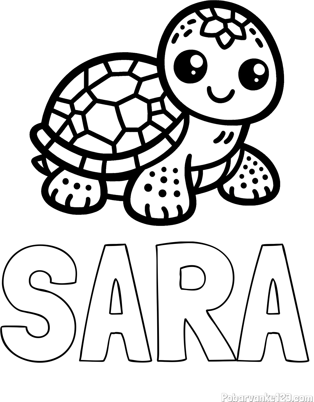 Pobarvanka imena SARA in otroška pobarvanka želve