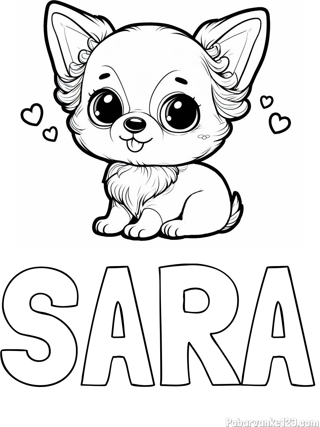 Pobarvanka imena SARA in pobarvanka čivave