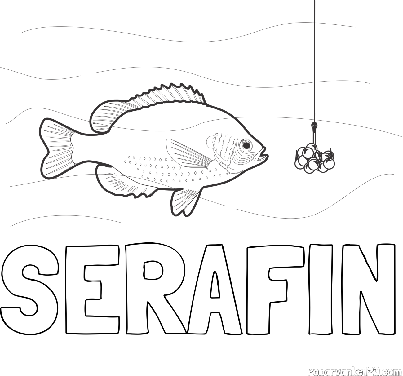 Pobarvanka imena SERAFIN in pobarvanka velike ribe