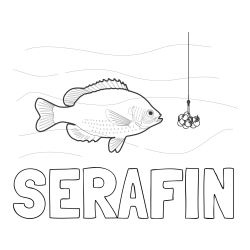 Online izdelana pobarvanka - Pobarvanka imena SERAFIN in pobarvanka velike ribe
