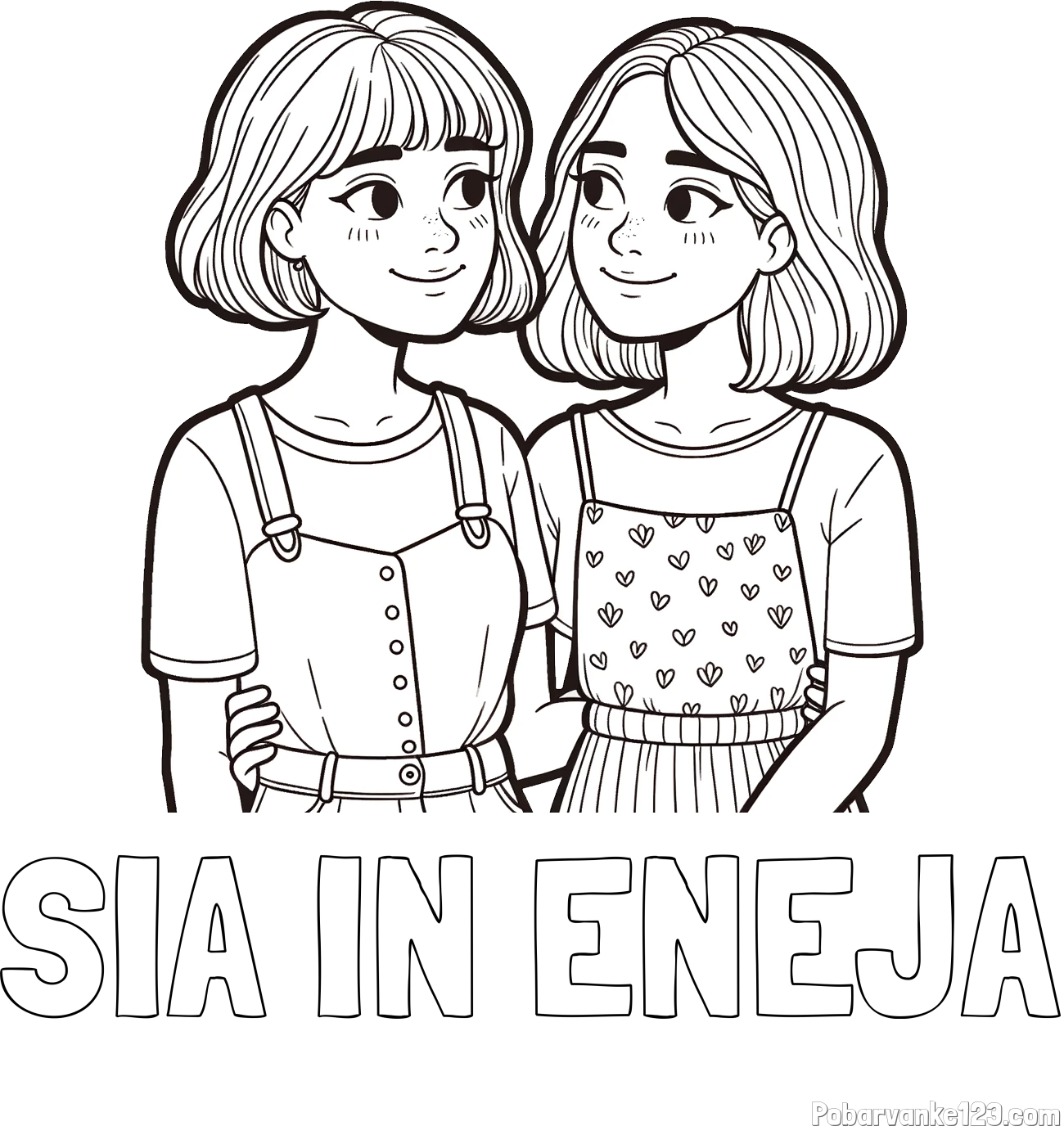 Pobarvanka imena SIA IN ENEJA in pobarvanka dveh najboljših prijateljic