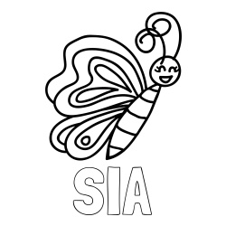 Online izdelana pobarvanka - Pobarvanka imena SIA in pobarvanka ljubkega metulja