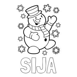 Online izdelana pobarvanka - Pobarvanka imena SIJA in pobarvanka veselega snežaka