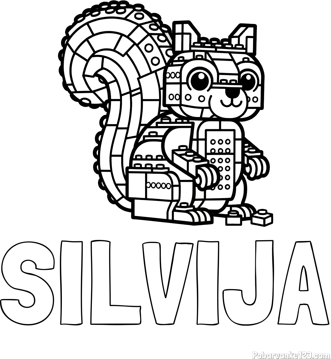 Pobarvanka imena SILVIJA in pobarvanka LEGO veverice