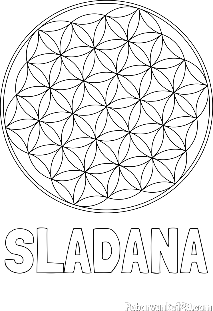 Pobarvanka imena SLAĐANA in mandale