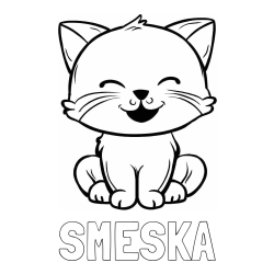 Online izdelana pobarvanka - Pobarvanka imena SMEŠKA in pobarvanka prikupne mačke
