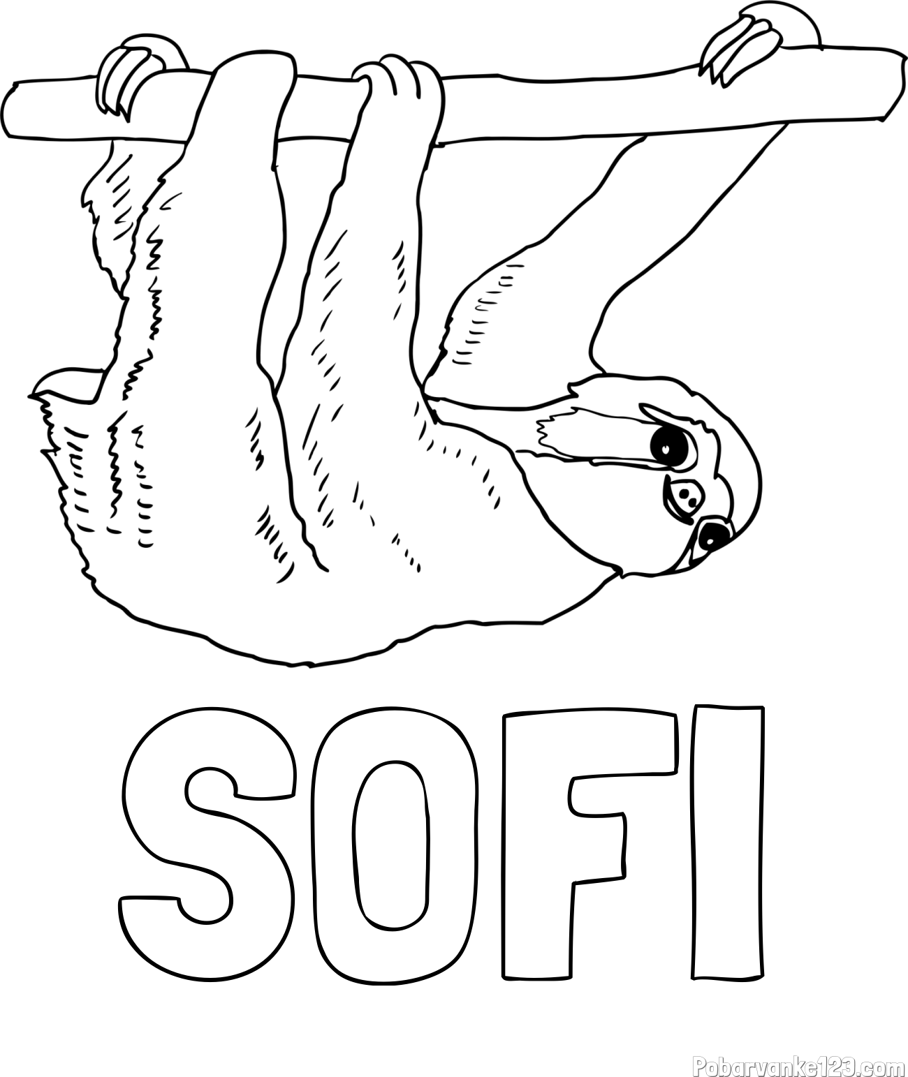 Pobarvanka imena SOFI in pobarvanka lenivca