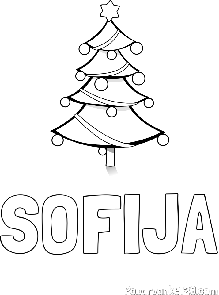 Pobarvanka imena SOFIJA in božična smreka