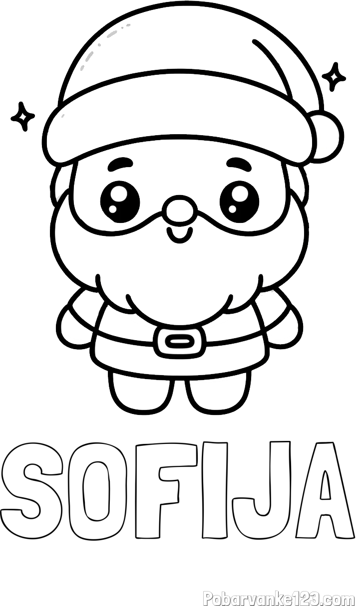 Pobarvanka imena SOFIJA in enostavna otroška pobarvanka Božička