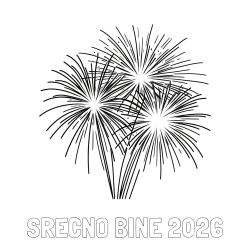 Online izdelana pobarvanka - Pobarvanka imena SRECNO BINE 2026 in lepa pobarvanka ognjemeta