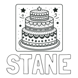 Online izdelana pobarvanka - Pobarvanka imena STANE in pobarvanka slastne torte