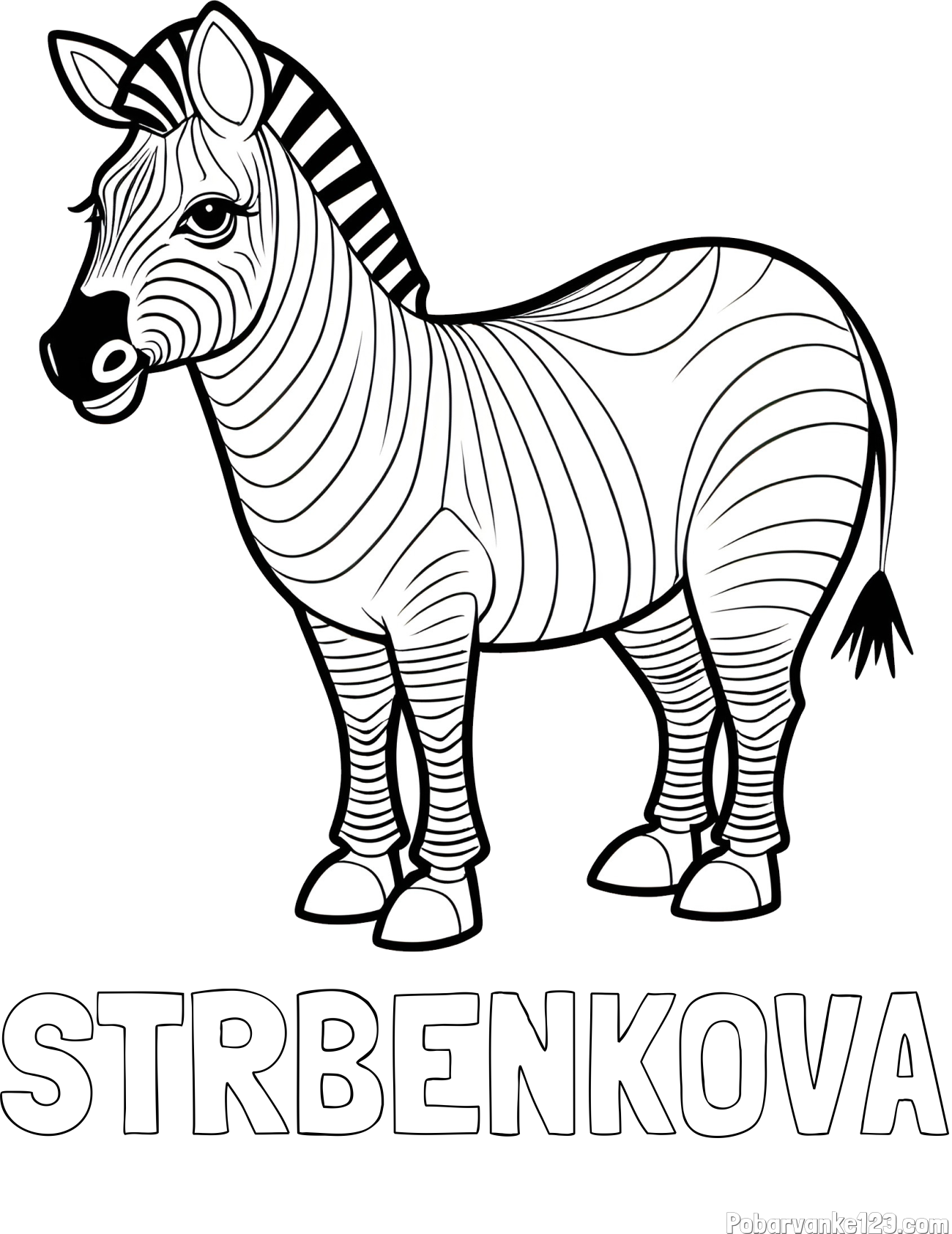 Pobarvanka imena STRBENKOVA in pobarvanka ljubke zebre