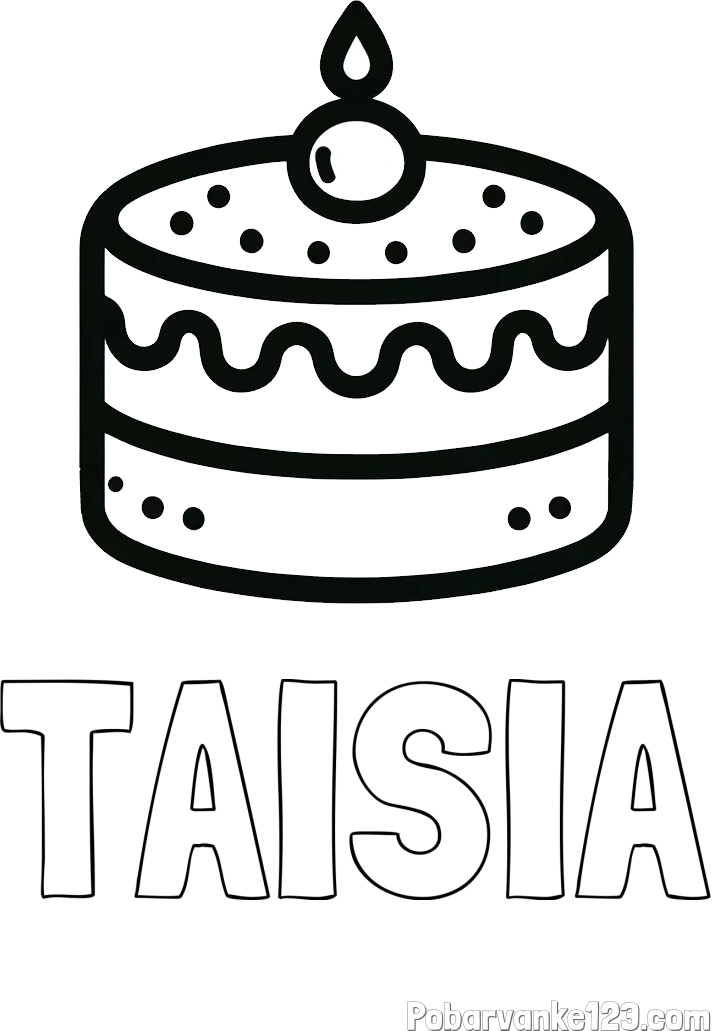 Pobarvanka imena TAISIA in otroška pobarvanka majhne torte