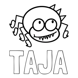 Online izdelana pobarvanka - Pobarvanka imena TAJA in pobarvanka smešnega pajka