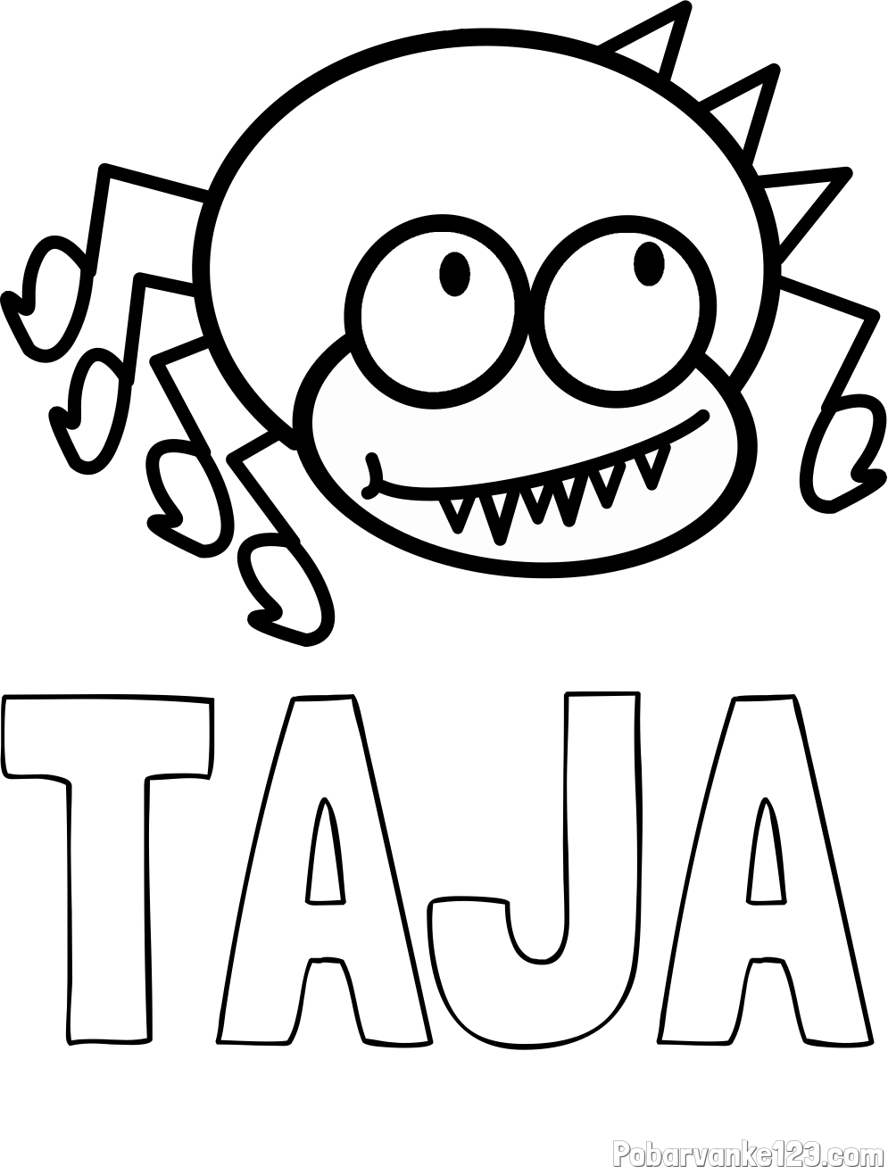 Pobarvanka imena TAJA in pobarvanka smešnega pajka