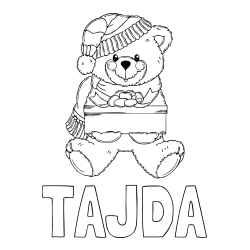 Online izdelana pobarvanka - Pobarvanka imena TAJDA in pobarvanka ljubkega medvedka