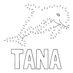 Online izdelana pobarvanka - Pobarvanka imena TANA in pobarvanka delfina - poveži številke