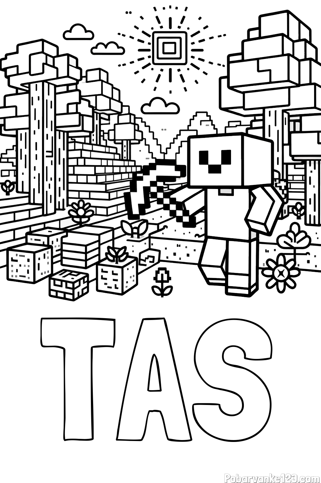 Pobarvanka imena TAŠ in pobarvanka Minecraft sveta