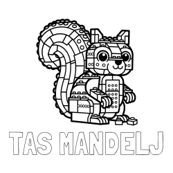 Online izdelana pobarvanka - Pobarvanka imena TAŠ MANDELJ in pobarvanka LEGO veverice