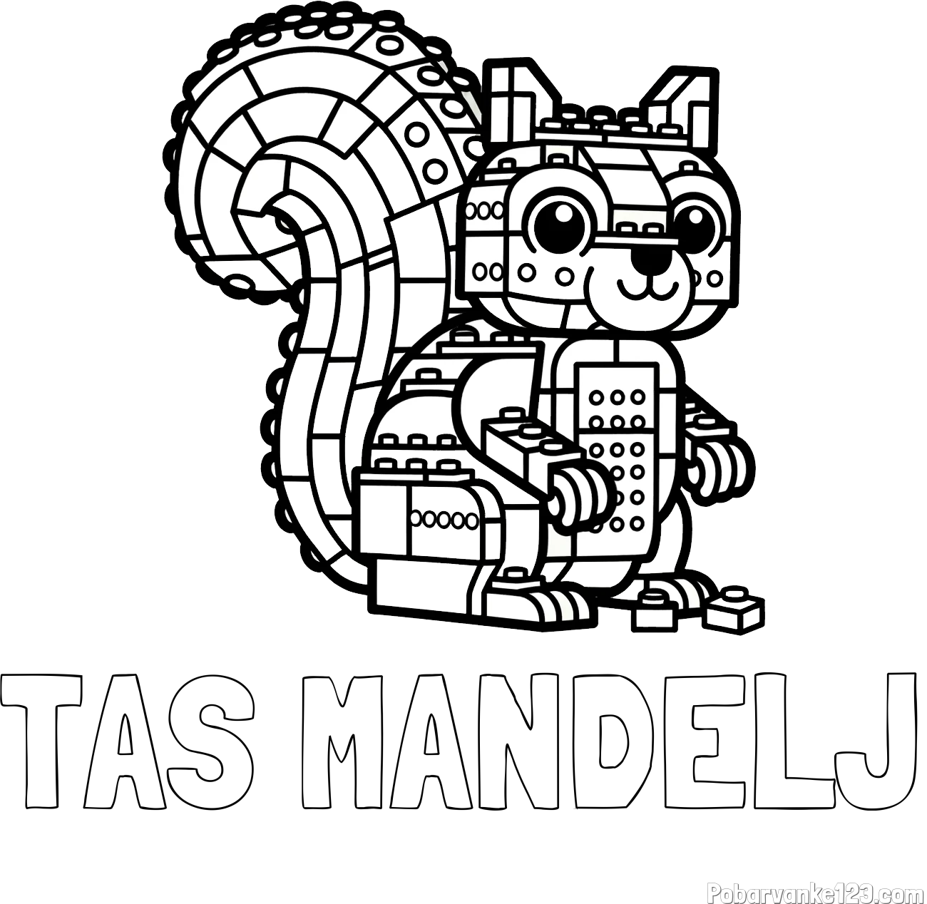 Pobarvanka imena TAŠ MANDELJ in pobarvanka LEGO veverice