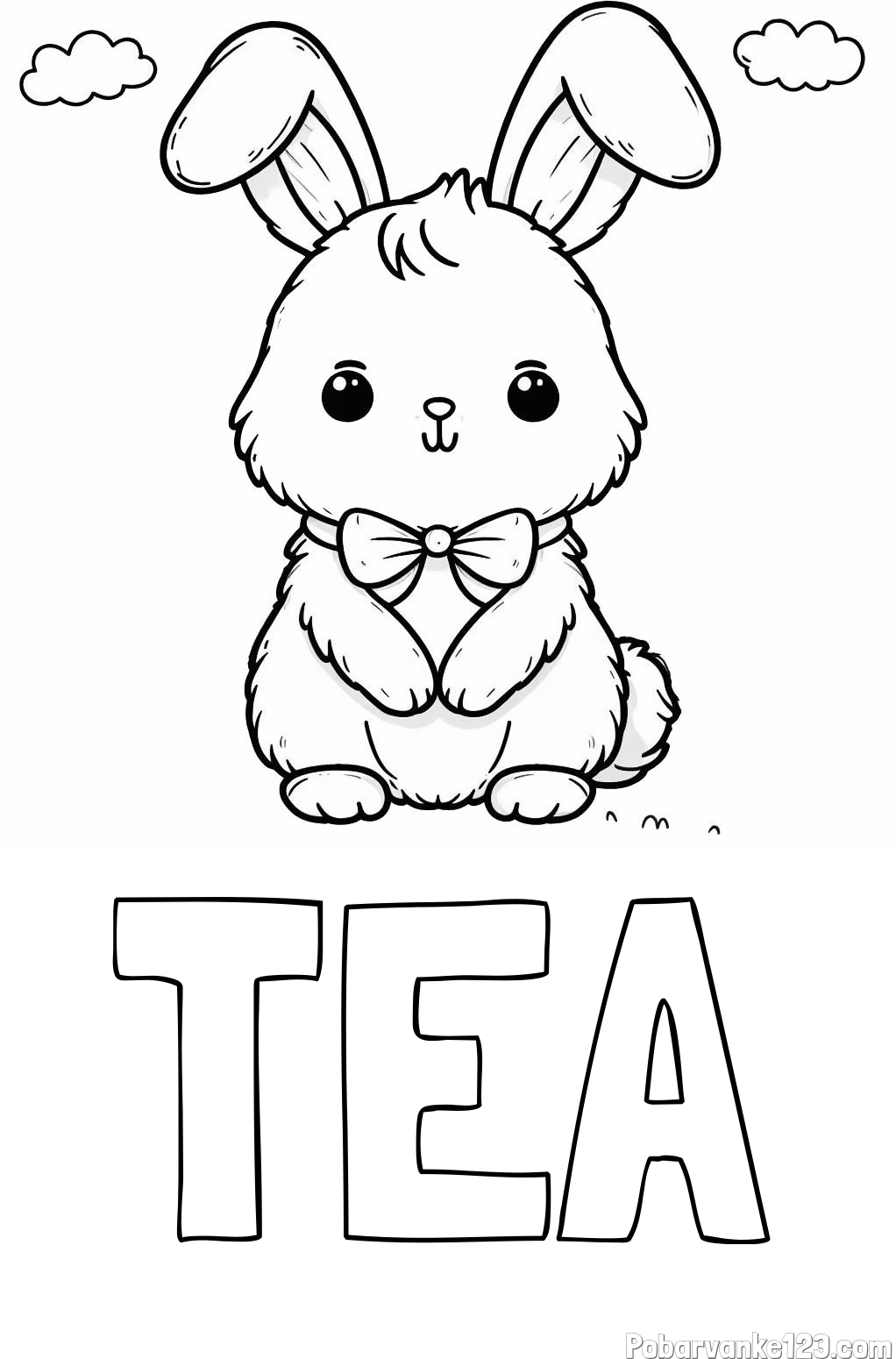 Pobarvanka imena TEA in pobarvanka prikupnega zajčka