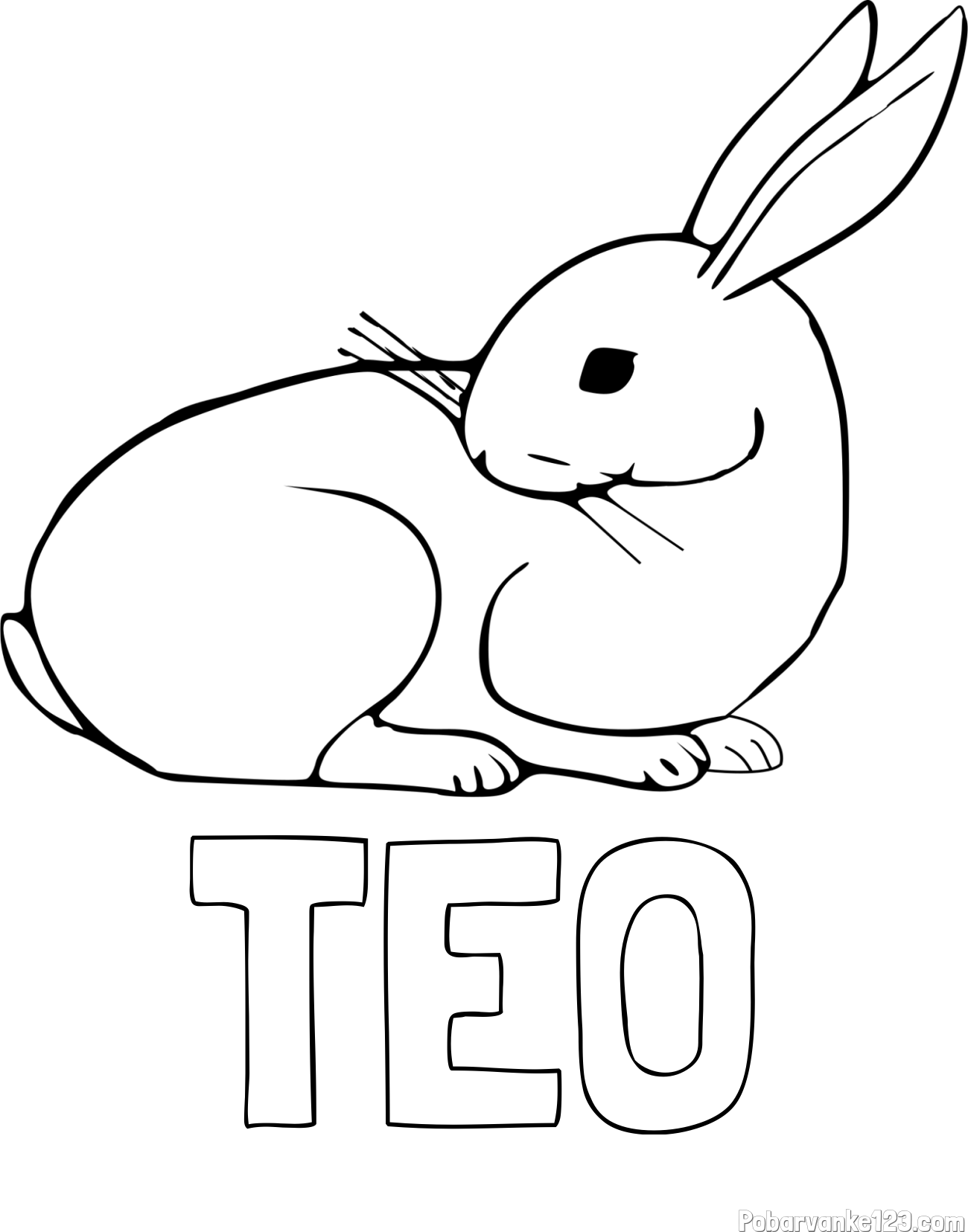 Pobarvanka imena TEO in pobarvanka zajčka, ki je nekaj opazil