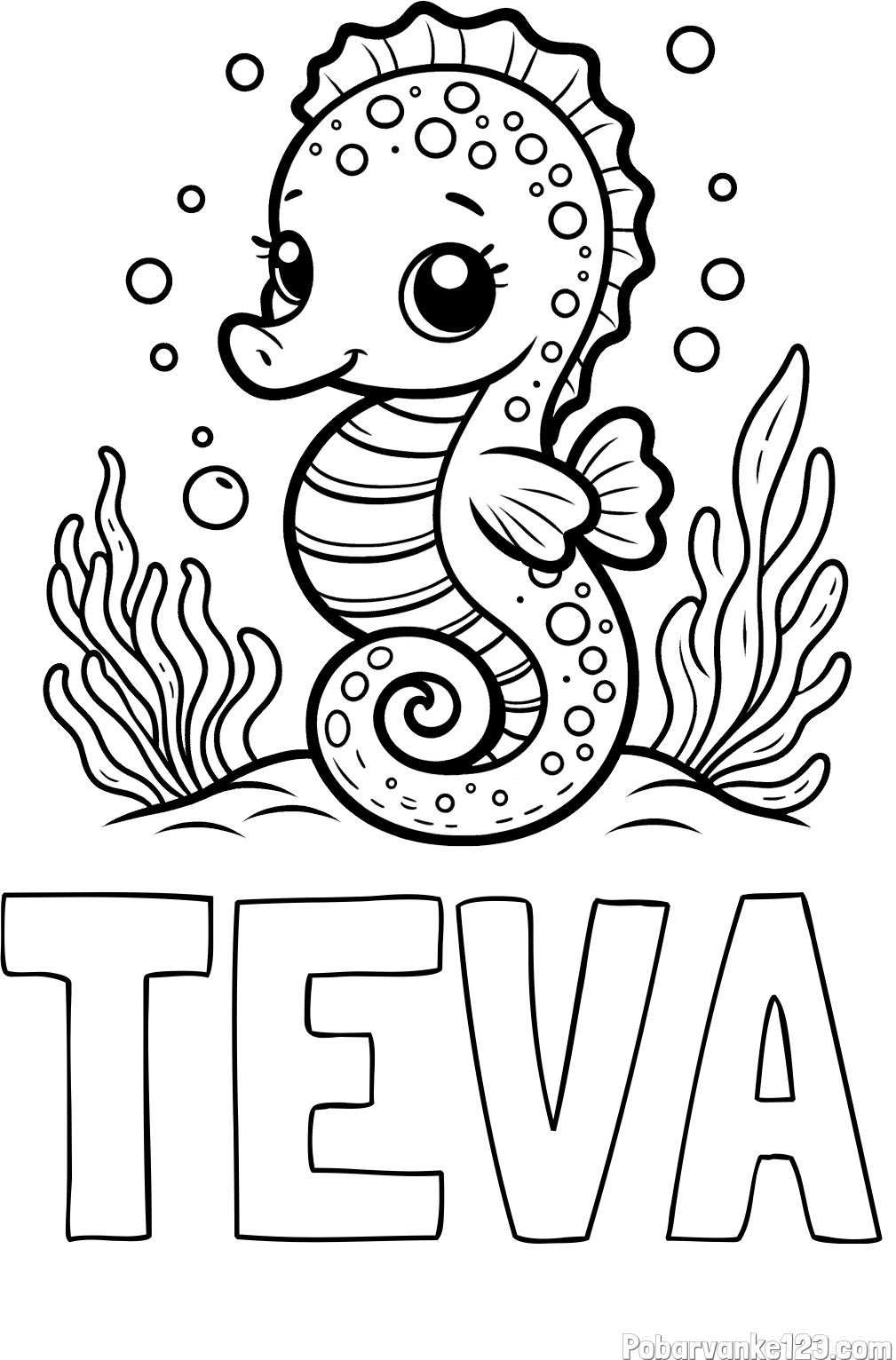 Pobarvanka imena TEVA in pobarvanka morskega konjička