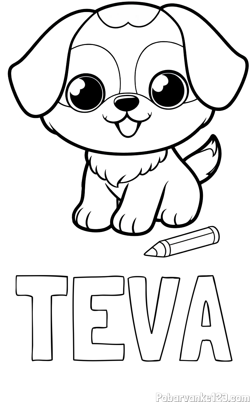 Pobarvanka imena TEVA in pobarvanka prikupnega kužka