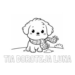 Online izdelana pobarvanka - Pobarvanka imena TIA DOROTEJA LUNA in pobarvanka prikupnega psička