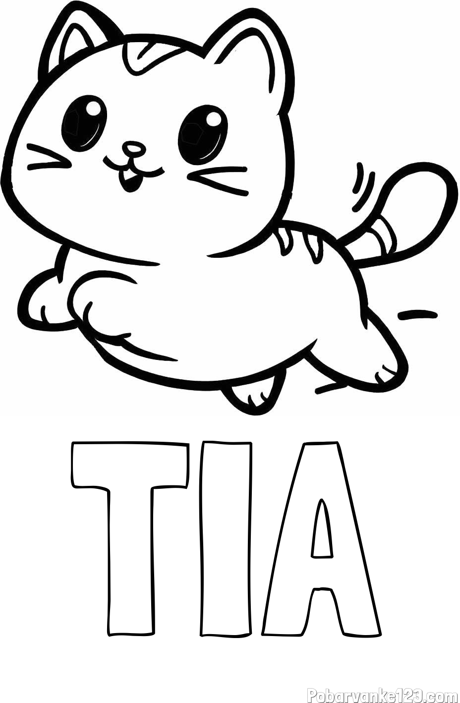 Pobarvanka imena TIA in pobarvanka prikupne mačke med tekom