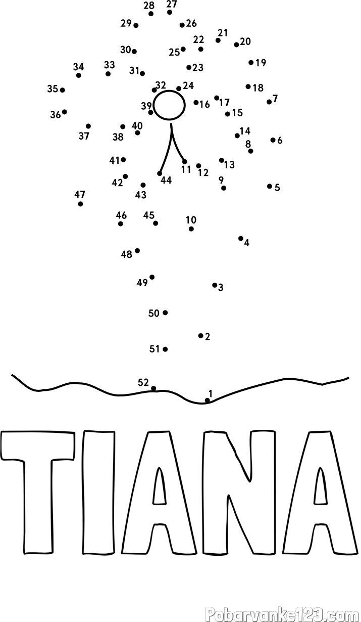 Pobarvanka imena TIANA in Črtna pobarvanka cvetlice