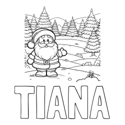 Online izdelana pobarvanka - Pobarvanka imena TIANA in pobarvanka Božička v naravi