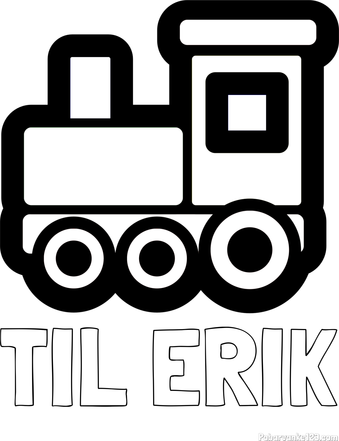 Pobarvanka imena TIL ERIK in otroška pobarvanka lokomotive