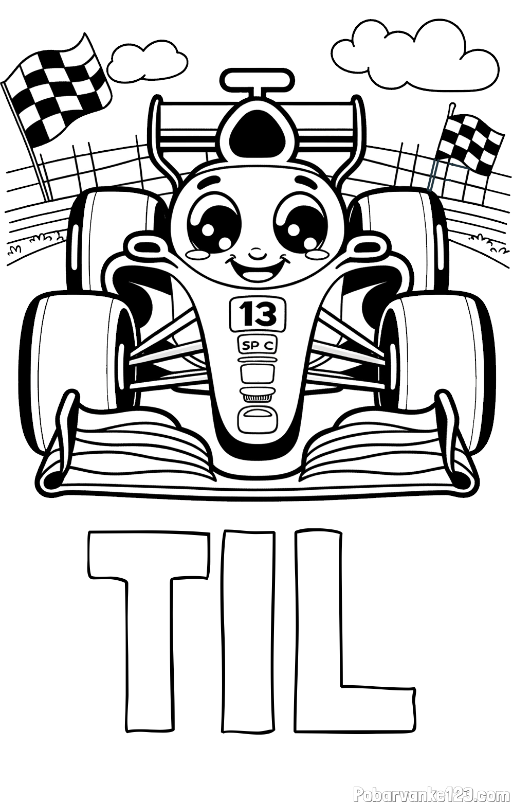 Pobarvanka imena TIL in otroška pobarvanka FORMULA 1
