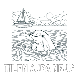 Online izdelana pobarvanka - Pobarvanka imena TILEN AJDA NEJC in pobarvanka delfina v morju ter jadrnice
